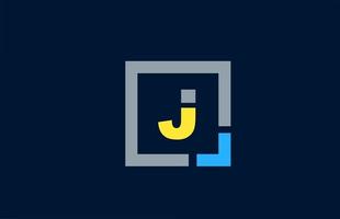 blauw geel letter j alfabet logo ontwerp pictogram voor het bedrijfsleven vector