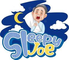 slaperig Joe logo tekstontwerp met slaperige oude man vector