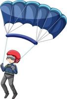 een man parachutespringen geïsoleerd vector