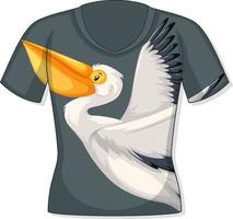 voorkant van t-shirt met pelikaanpatroon vector