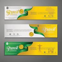 set banner ontwerpsjabloon onafhankelijkheidsdag brazilië moderne achtergrond vector