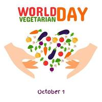 wereld vegetarische dag vector illustratie idee concept. 1 oktober.
