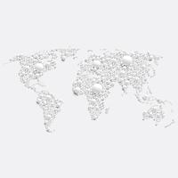 Witte wereldkaart gemaakt door ballen, vectorillustratie