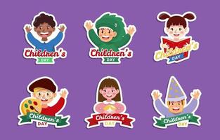 collectie kinderdagstickers vector