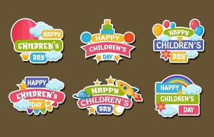 gelukkige kinderdag sticker vector