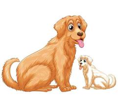 de hond van een moeder zit bij haar baby. een schattige hond vectorillustratie. vector