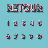 Retro 3D-lettertype ingesteld, vector illustratie