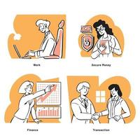 kantooromgeving start-up doodles illustraties vector