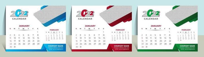 2022 kalendersjabloon wandkalender 2022 vector bureaukalender ontwerp