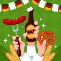 oktoberfest feest met bierworst en pretzel vector