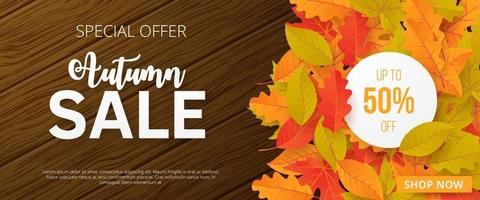 herfst verkoop banner met bladeren. vector illustratie