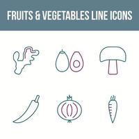 unieke fruit en groente vector icon set