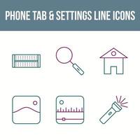 telefoontabblad en instellingen vector icon set