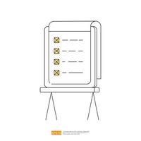 stand whiteboard met checklistteken of vinkje op karton. vector