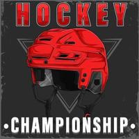 handgetekende ijshockey rode helm met hockeykampioenschapstekst vector