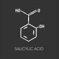 salicylzuur krijt wit pictogram op zwarte achtergrond vector