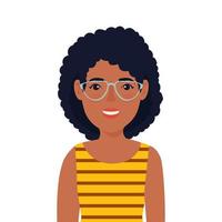 mooie vrouw afro met bril avatar karakter icoon vector