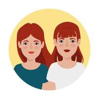 mooie vrouwen met rood haar in cirkelvormig avatar-karakter vector