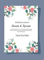 bruiloft uitnodigingskaart met bloemen decoratie vector