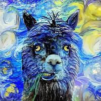 sterrennacht schattige alpaca impressionistische portretschilderij vector