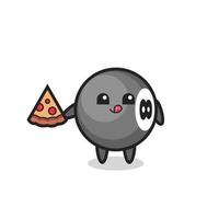 schattige 8-ball biljart cartoon die pizza eet vector