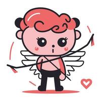 Cupido met boog en pijl. vector illustratie in tekenfilm stijl.