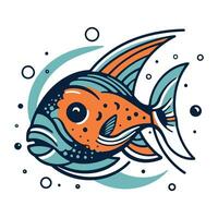illustratie van een vis Aan een wit achtergrond. vector illustratie.