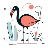 flamingo. vector illustratie in vlak lineair stijl Aan wit achtergrond.