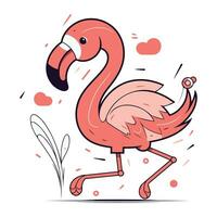 flamingo in liefde. vector illustratie in tekenfilm vlak stijl.
