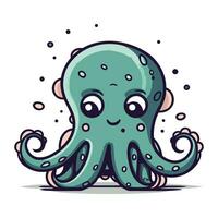 schattig tekenfilm Octopus. vector illustratie. geïsoleerd Aan wit achtergrond.