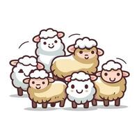 schapen familie. schattig tekenfilm schapen. vector illustratie.