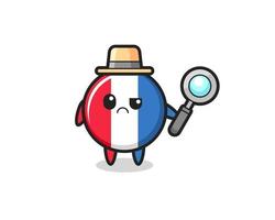 de mascotte van het schattige embleem van de vlag van Frankrijk als detective vector