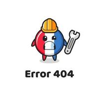 error 404 met de schattige mascotte van de vlag van Frankrijk vector