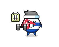 Cuba vlag badge mascotte cartoon fitness doen met halter vector