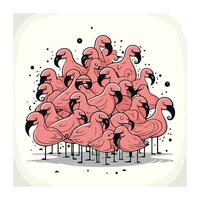 flamingo. vector illustratie van een kudde van flamingo's.
