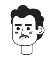midden volwassen Mexicaans Mens zwart en wit 2d vector avatar illustratie. snor mannetje Latijns Amerikaans schets tekenfilm karakter gezicht geïsoleerd. snor glimlachen vlak gebruiker profiel afbeelding, portret