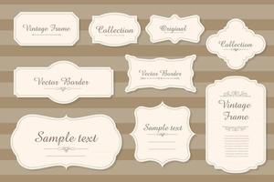 vector set kalligrafische vintage labels en frames ontwerpelementen