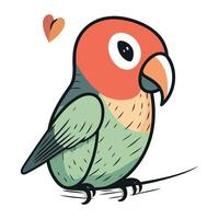 schattig papegaai. hand- getrokken vector illustratie in tekenfilm stijl.