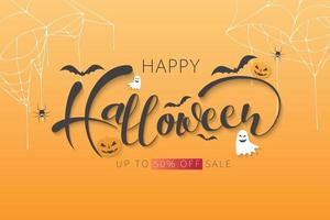 happy halloween-verkoopbanners of achtergrond voor feestuitnodigingen vector