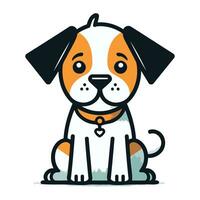 schattig tekenfilm hond. vector illustratie van een hond met een halsband.