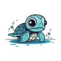 tekenfilm zee schildpad. vector illustratie geïsoleerd Aan een wit achtergrond.