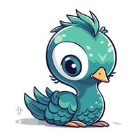 schattig blauw vogel geïsoleerd Aan wit achtergrond. tekenfilm vector illustratie.