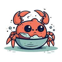 schattig tekenfilm krab in schaal. vector illustratie geïsoleerd Aan wit achtergrond.