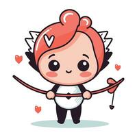 schattig Cupido Holding een boog en pijl. vector illustratie.