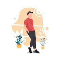 portret van man poseren in stijlvolle outfits, plat ontwerpconcept vector