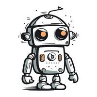 schattig robot tekenfilm vector illustratie. hand- getrokken tekening stijl.