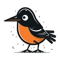 vector illustratie van een vogel Aan een wit achtergrond. zwart en oranje