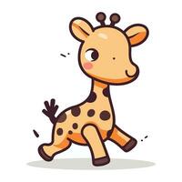 schattig tekenfilm giraffe rennen. vector illustratie geïsoleerd Aan wit achtergrond.