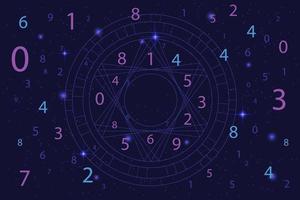 astrologie en numerologie concept met getallen over de sterrenhemel vector