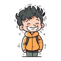 vector illustratie van een jongen in een jasje met een glimlach Aan zijn gezicht